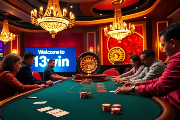Experience the thrilling excitement at the 13win poker table with high-stakes chips and cards.