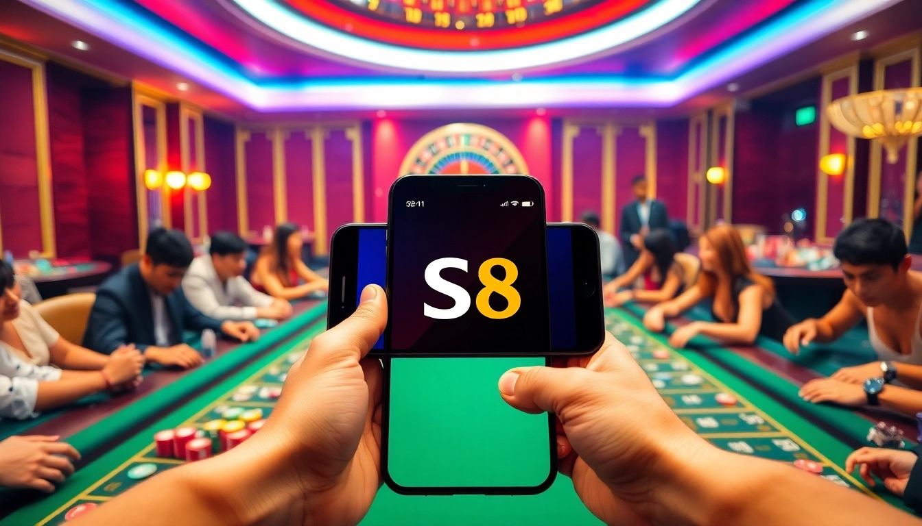 Experience thrilling gaming action at S8 casino with vibrant tables and luxurious atmosphere.