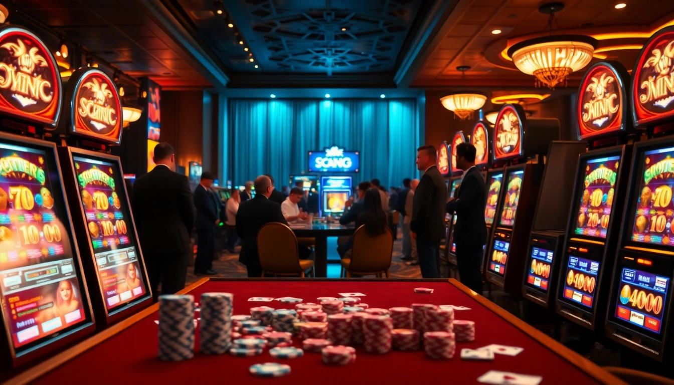 Experience the thrill of scatter hitam as players celebrate big wins at luxurious slot machines.