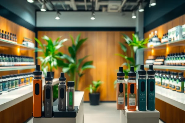 Find high-quality CBD products at this vape shop near me, showcasing a modern and stylish setting.